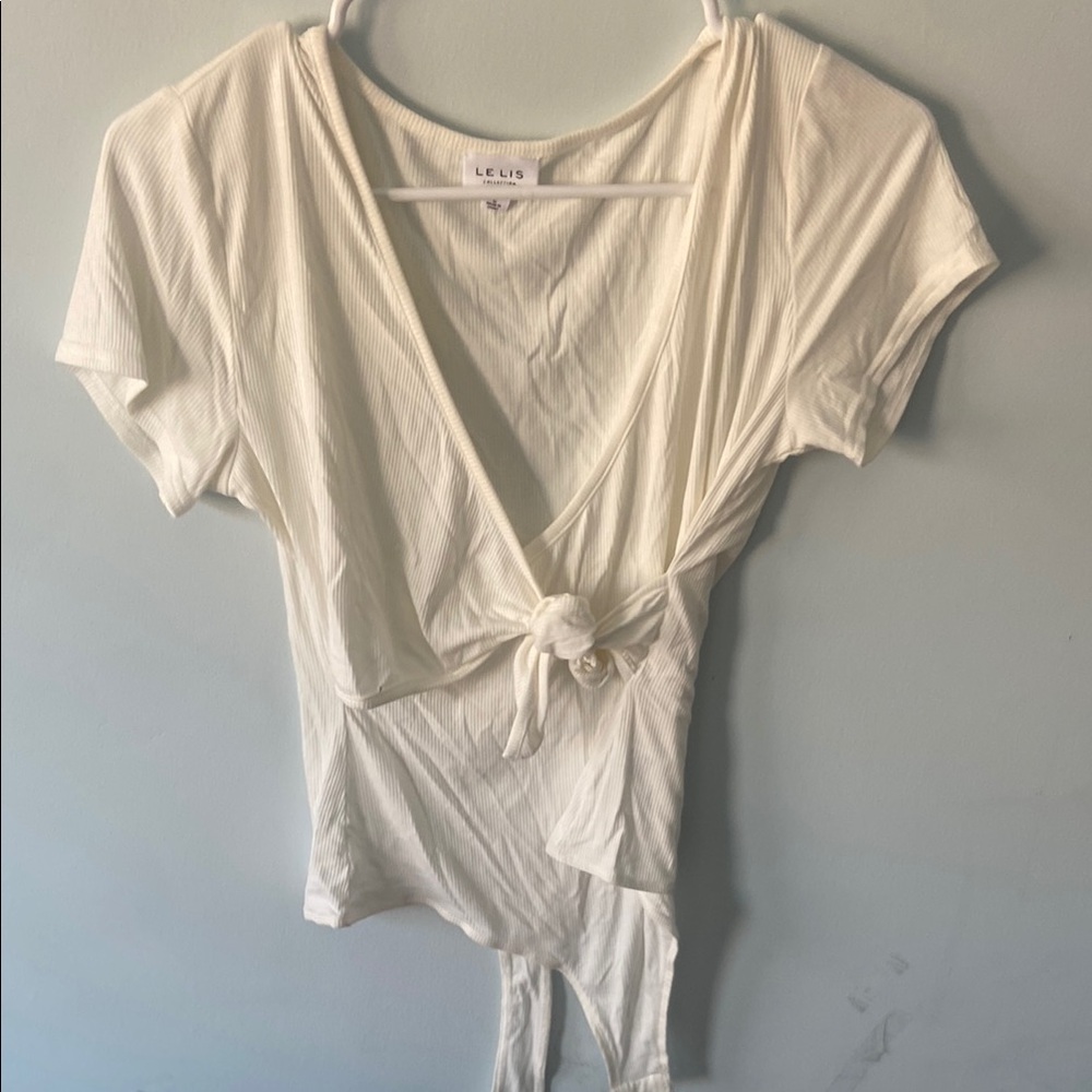 Le Lis Cream Tie Front Bodysuit